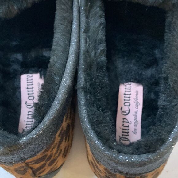 Juicy Couture Size 8 fur-lined animal leopard print flats w/Juicy sequined bling - Picture 6 of 7